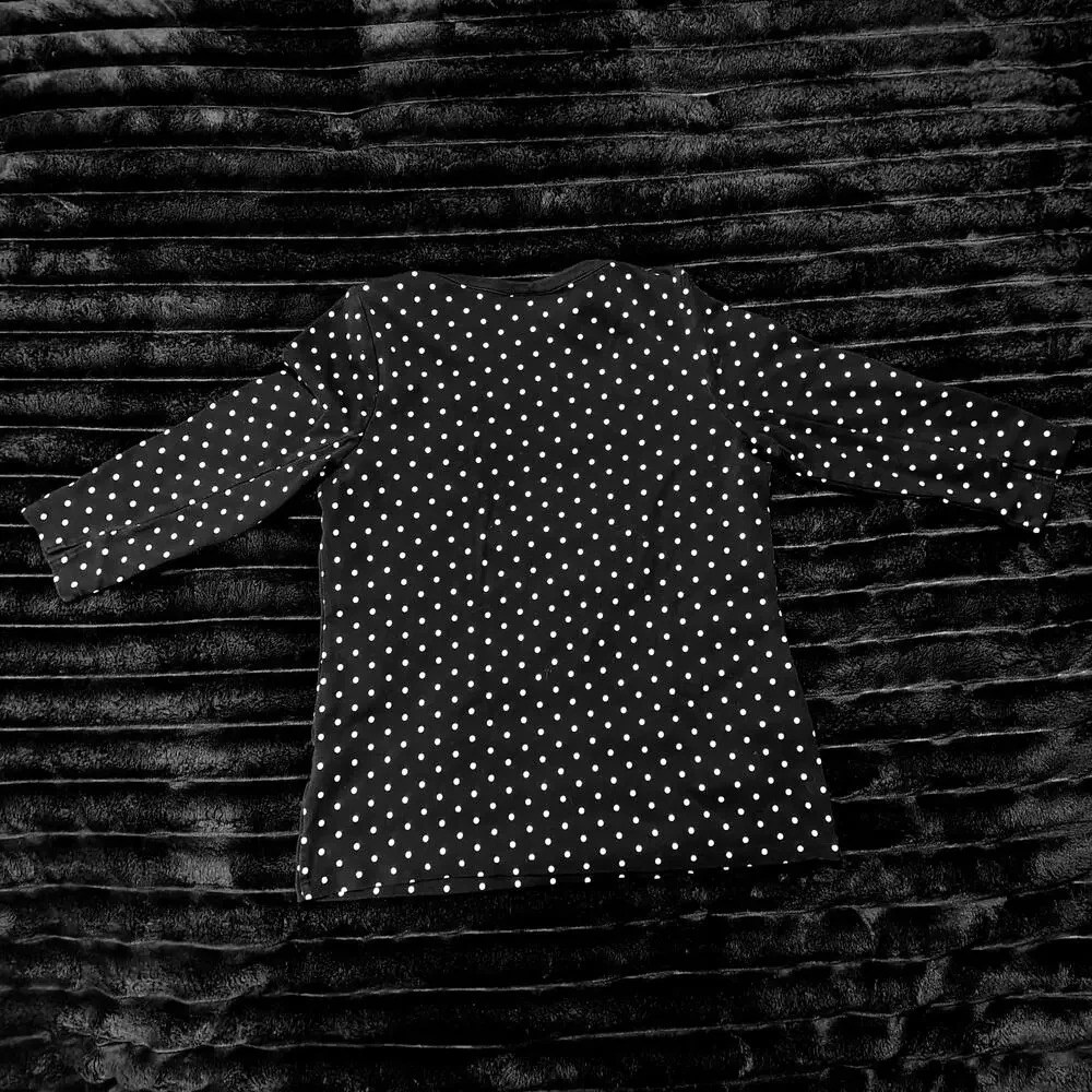Style&Co Medium Polka Dot Black and White 3 Quarter Sleeve
